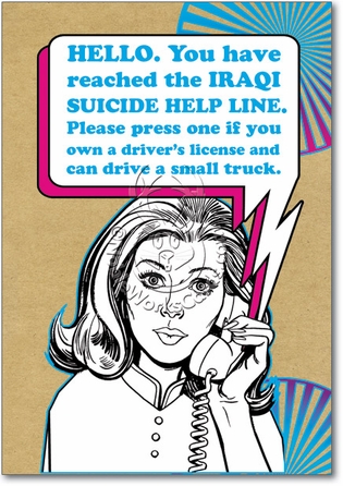 Suicide Help Line Unique Inappropriate Humorous Birthday Greeting Card Nobleworks