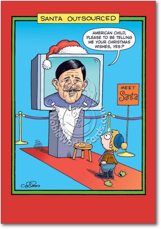 Outsourced Santa Unique Inappropriate Humorous Merry Christmas Greeting Card Nobleworks
