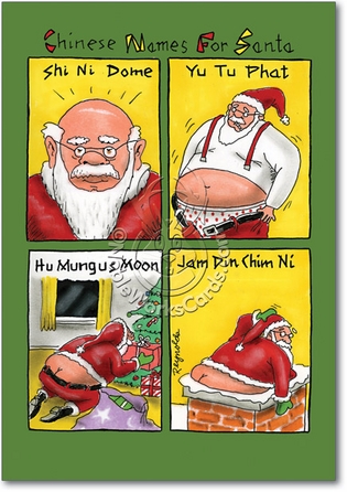 Chinese Santa Names Unique Naughty Funny Merry Christmas Paper Card Nobleworks