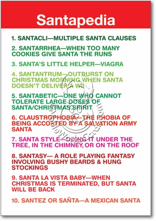 Santapedia Inappropriate Humorous Merry Christmas Paper Card Nobleworks