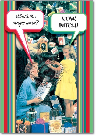 Now Bitch Adult Humorous Merry Christmas Paper Card Nobleworks