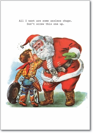 Assless Chaps Unique Adult Humor Merry Christmas Greeting Card Nobleworks