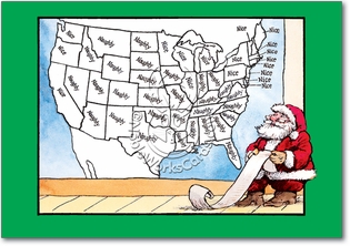 Naughty Nice Map Unique Adult Humor Merry Christmas Greeting Card Nobleworks