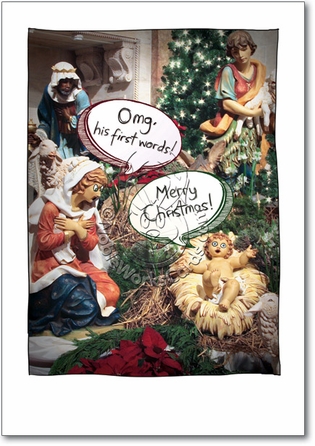 Jesus First Words Unique Inappropriate Humor Merry Christmas Card Nobleworks