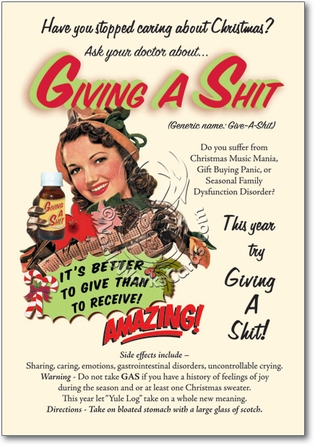 Give A Shit Inappropriate Humorous Merry Christmas Paper Card Nobleworks