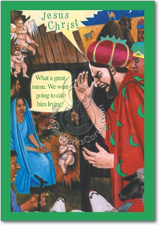 Name Him Irving Naughty Funny Merry Christmas Card Nobleworks