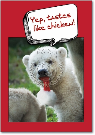 Tastes Like Chicken Unique Inappropriate Funny Merry Christmas Paper Card Nobleworks