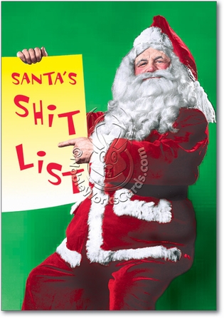 Santa Shit List Adult Humor Merry Christmas Greeting Card Nobleworks