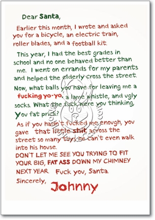 Fuck You Santa Letter Naughty Humor Merry Christmas Greeting Card Nobleworks