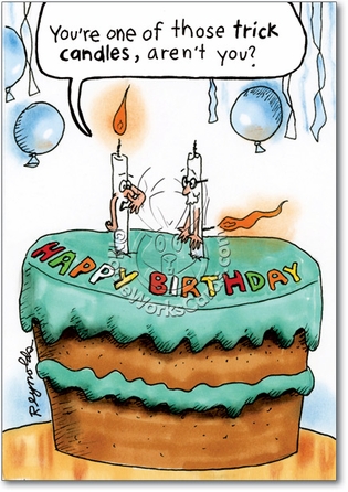 Trick Candles Funny Cartoons Happy Birthday Card