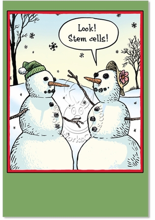 Snowman Stem Cells Cartoon Christmas Card By Dan Piraro